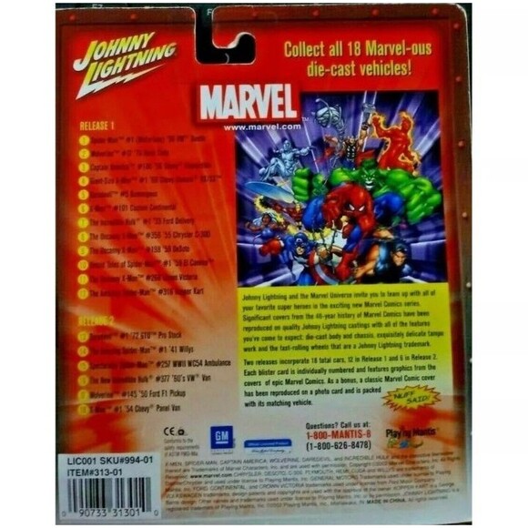 Johnny Lightning Marvel Uncanny X-Men 1955 Chrysler C-300 #356 Car 2002 Gift - Picture 3 of 3